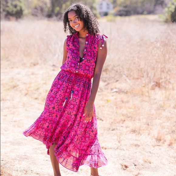 Floral Pink Maxi Dress - Picture 1 of 9